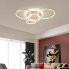 Светодиодная потолочная люстра с дистанционным затемнением, Современная круглая лампа для гостиной, спальни, кухни, комнатное освещение