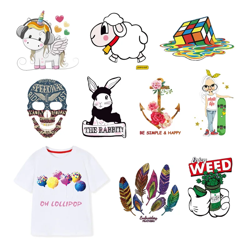 Карамельные патчи с помощью утюга футболка кубик овцы Рубика Переводные нашивки