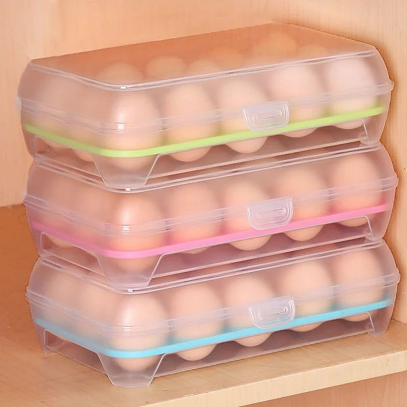 

24x15x7cm Portable 15 Cell Egg Storage Box Practical Egg Refrigerator Fresh Box Eggs Holder Case Kitchen Food Storage Container