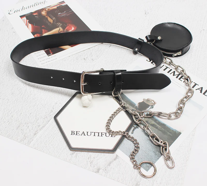 

SeeBeautiful Simple Metal Chain Pin Buckle Removable Small Bag PU Leather Girdle Belts Woman Spring 2021 New Fashion T511