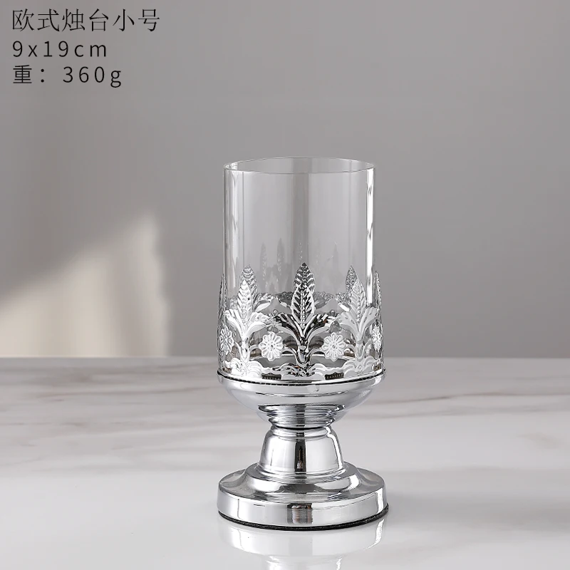 Стеклянный металлический подсвечник в скандинавском стиле винтажный