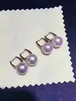 D720 Pearl Earrings Fine Jewelry Solid 18K Gold 9-10mm Nature Fresh Water White Pearls Stud Earrings for Women Presents