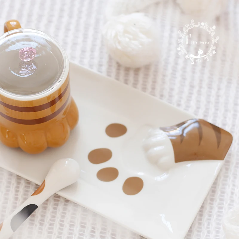 [Тарелки для кошек MPK] фарфоровая тарелка лап кражи еды | Дом и сад