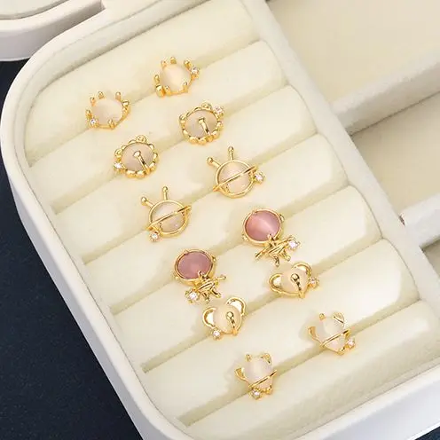 

Trendy Round Planet Alien Heart Earrings Pink Crystal Earring Geometric Cute Woman Girl Kids Punk Party Jewelry Accessories