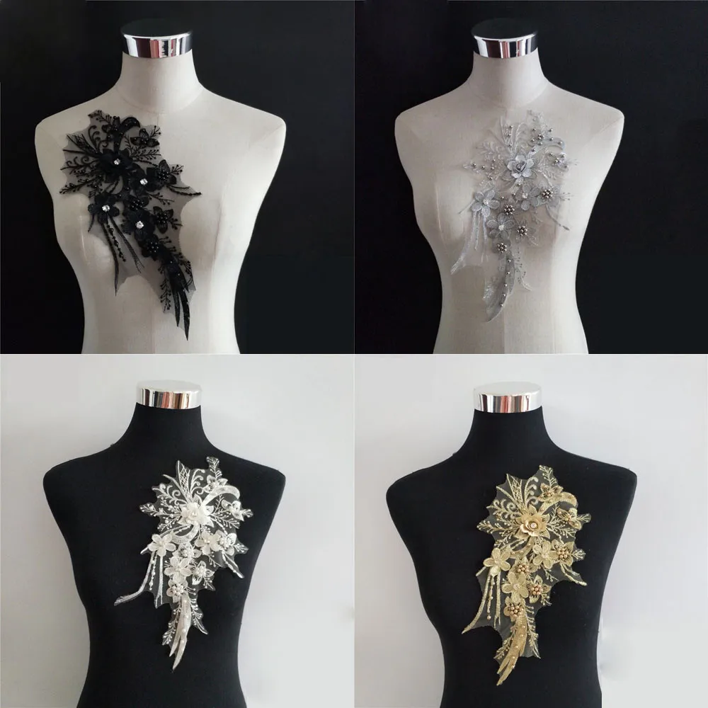 Высококачественный 3D Цветочный вышитый кружевной воротник из АБС пластика с