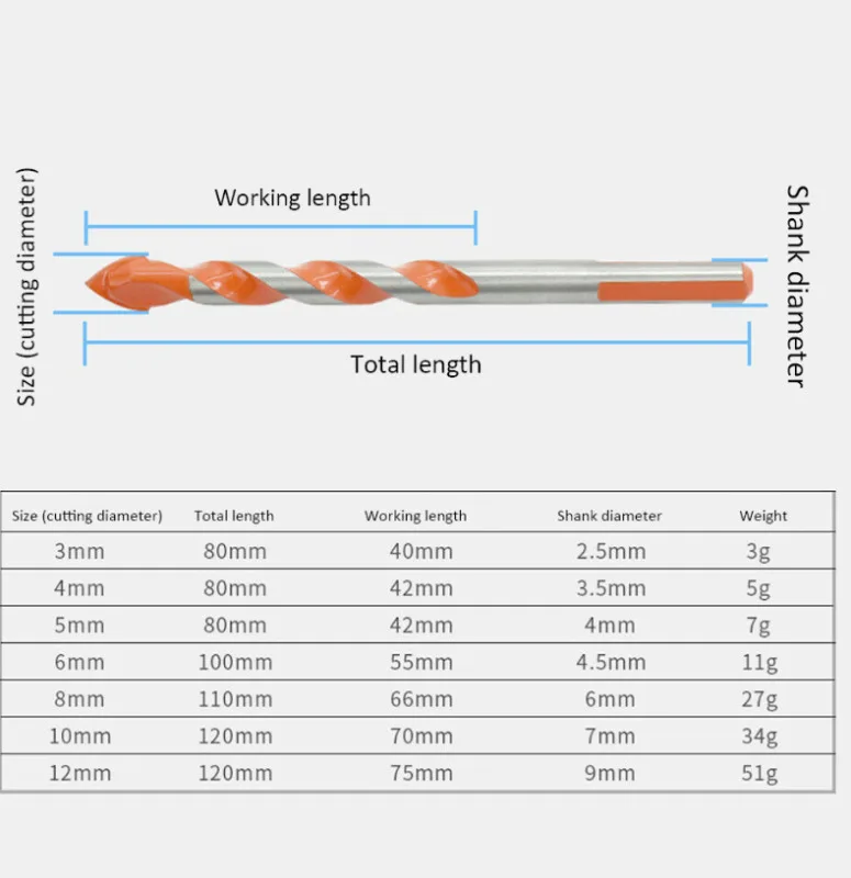 5/7 шт. Треугольная ручка многофункциональные сверла для керамической плитки