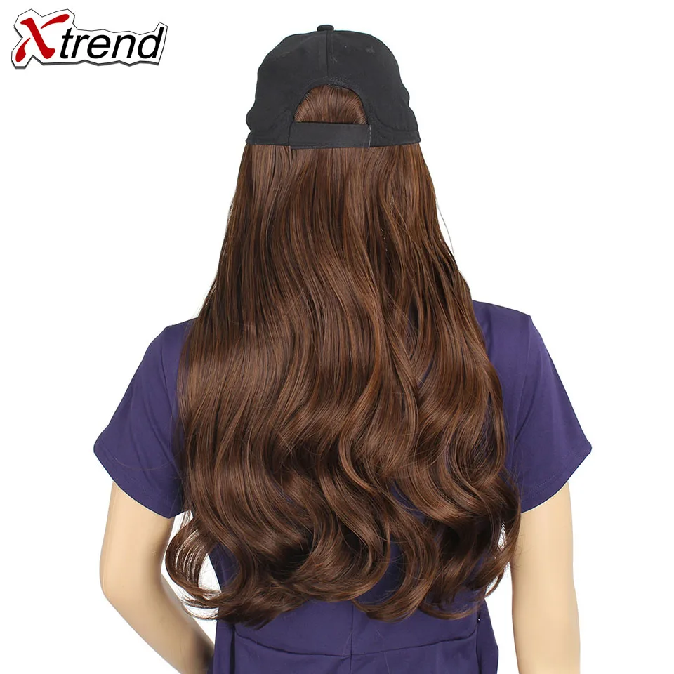 Xtrend Baseball Hat With Wavy Hair Extensions cap with hair for sassy sporty girl Long Synthetic extension