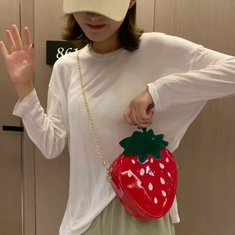 

Cute Pineapple Strawberry Shape Shoulder Mini Chain Crossbody Bag for Women Satchel Purse Handbag