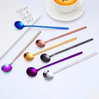 124612 pcs ice spoons 304 stainless steel long handle small stirring milk tea dessert tiny spoon kitchen tableware 17 cm
