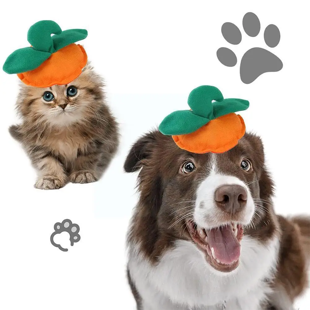 

New Pet Funny Headwear For Dog Cat Halloween Party Green Kitten Supplies Leaf For Puppy Pumpkin Shape Hood Funny Decoration C0N6