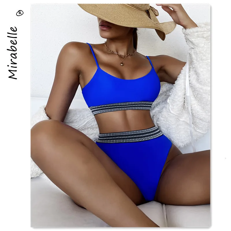 

Mirabelle High Waist Bikinis 2021 Swimsuits Women's Swimwear High Cut Biquini Patchwork Bathing Suit New Beachwear Summer Women