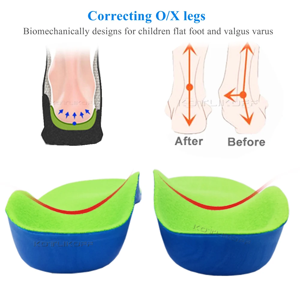 Kids Children's Orthopedic Pad Insoles For Feet Flat Foot Arch Support Orthotic Shoes Sole Correction Relieve O/X Legs Insoles