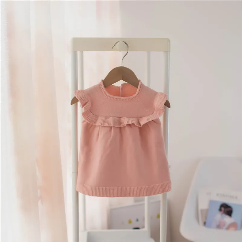 Вязаный жилет для маленьких девочек жилеты в полоску одежда с вышивкой свитер