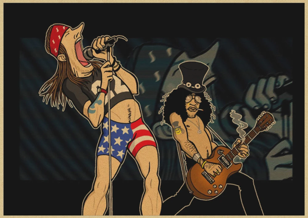 Крафт-бумага The Guns N' Roses Gnr плакат ретро рокеры декоративная живопись плакаты
