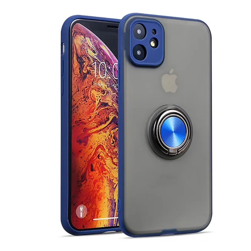 Магнитный чехол-подставка для телефона для iPhone 11 Pro Max кольцо на палец прозрачная броня для iPhone 11 Pro 7 8 6 6S Plus XR XS Max X - Цвет: Blue