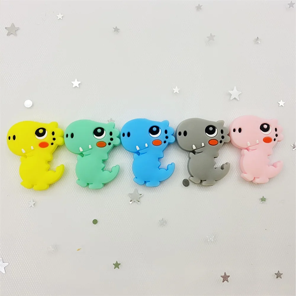 5 шт. Мини милый динозавр силиконовые бусы для младенца у которого режутся зубки