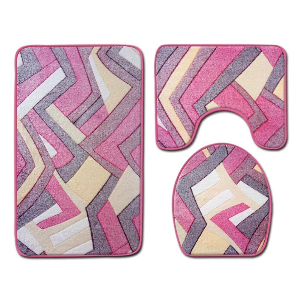 

Drop Shipping 3pcs Flannel Bath Mats Bathroom Set Water Absorptio Carpet Rug Mat Home Floor Mat for Toilet Non-slip