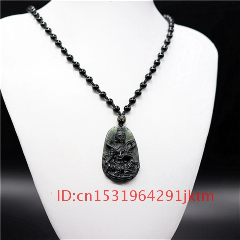 Подарки Нефритовое резное вручную ожерелье Гуаньинь черное китайское мужское