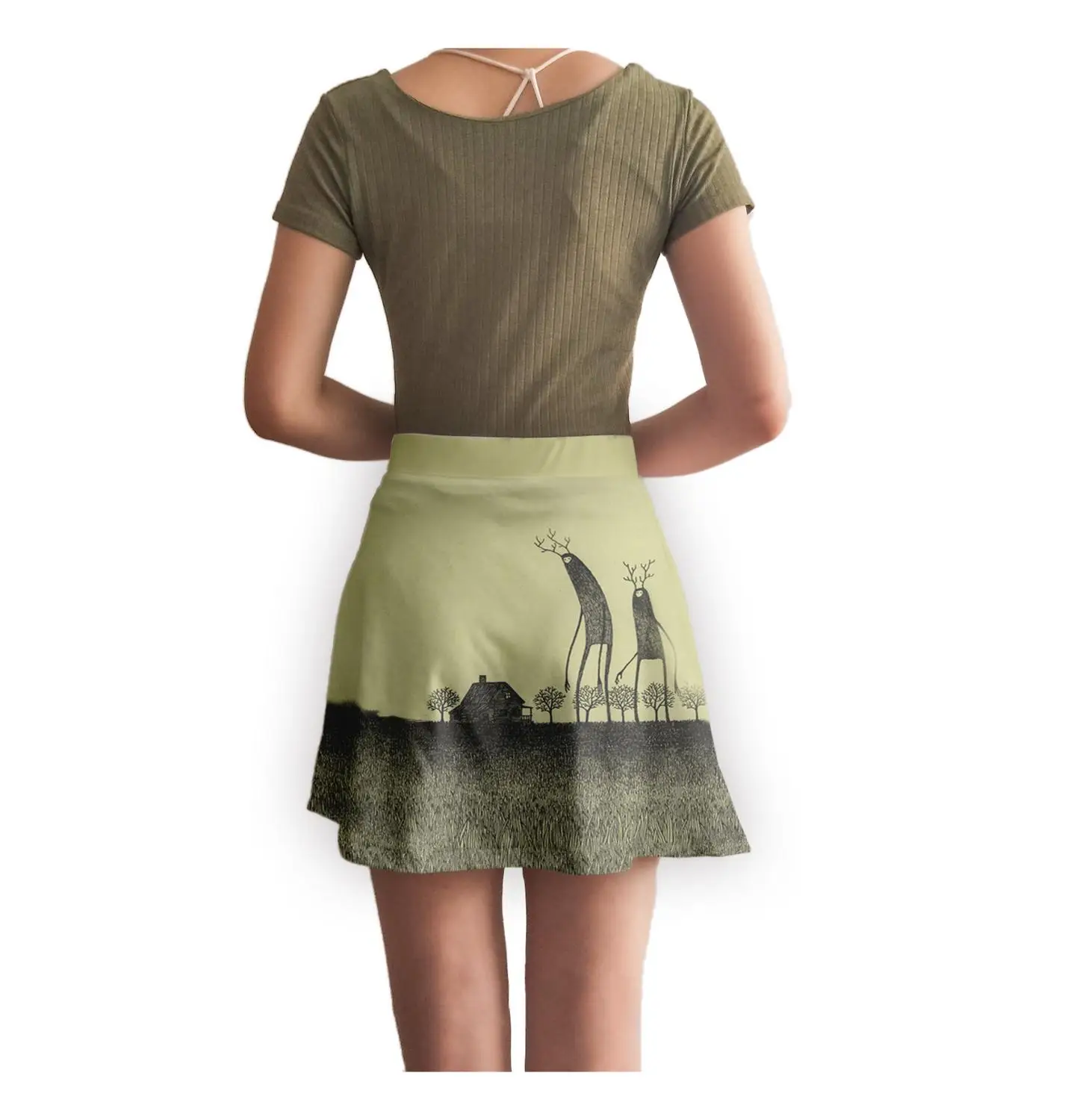 2019 Летняя Сексуальная мини-юбка выше колена с забавным рисунком | Женская одежда