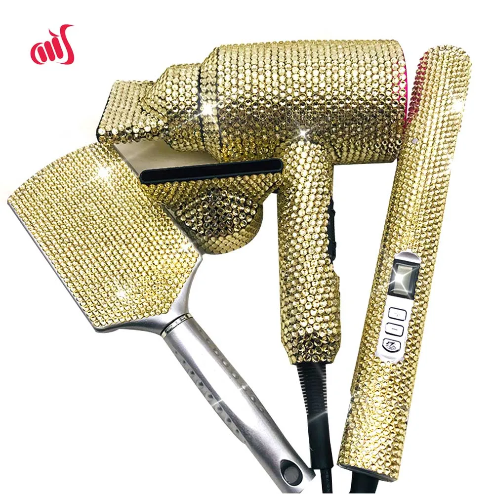 Crystal Hair Flat iron Bling Dryer Rhinestone Wig Brush Hot tools Boutique | Красота и здоровье