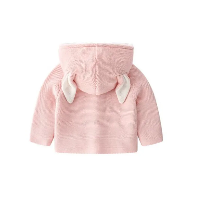 Вязаный детский кардиган с заячьими ушками Осенняя детская куртка пальто