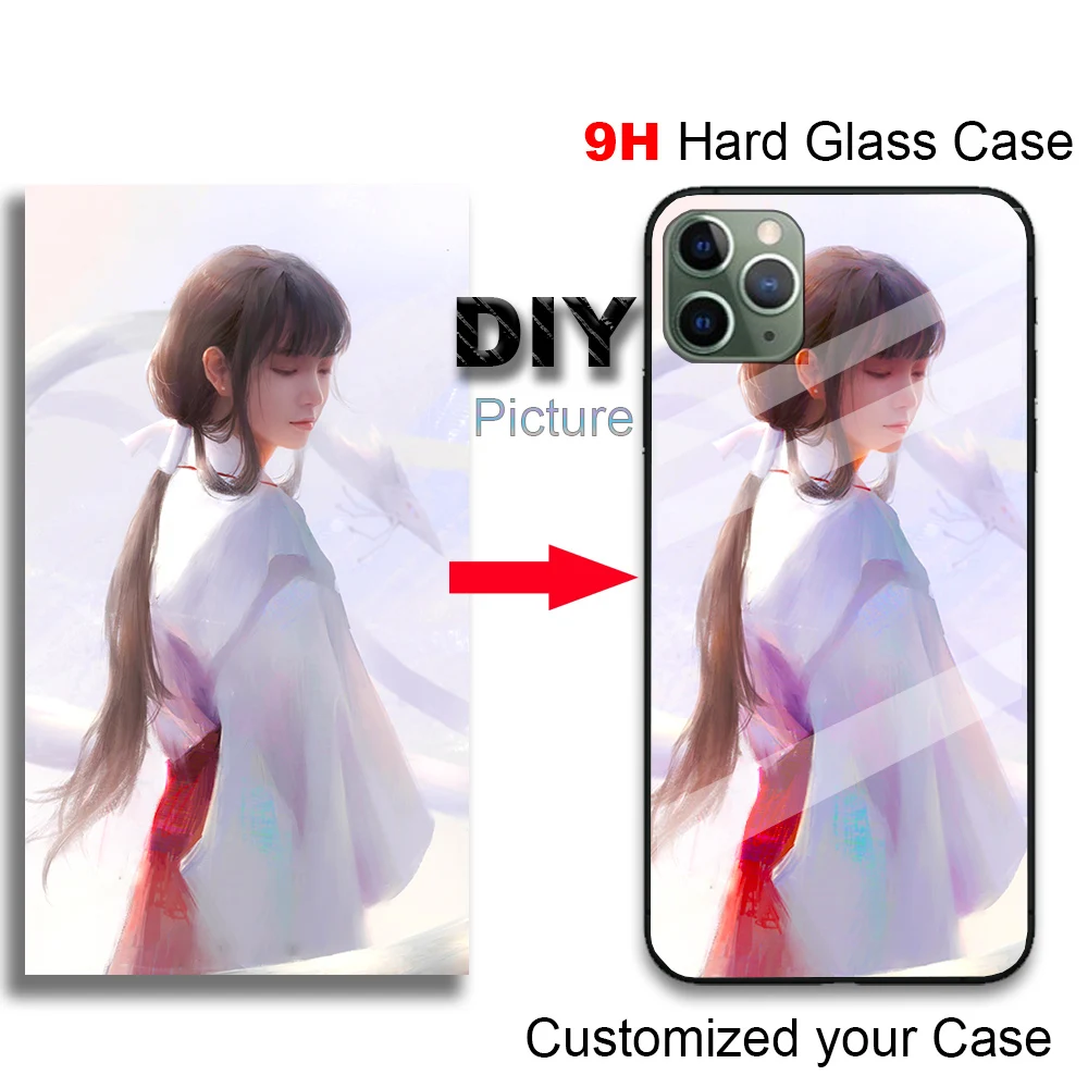 

DIY Tempered Glass Customized Phone Case For iPhone 12 Mini 11 Pro Max 6 6s 7 8 Plus X XS XR 5 5S 2020 SE Custom Photo