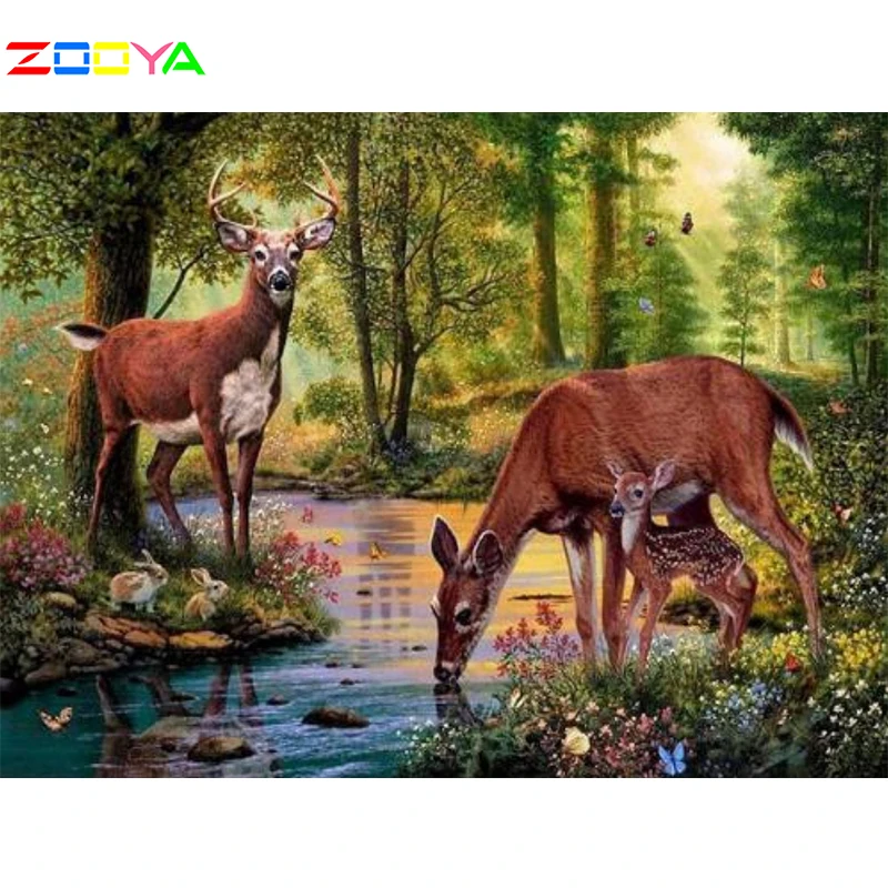 

Zooya Full Square Diamond Painting Scenery Diamond Mosaic Embroidery Jungle Fawn Home Decoration Art Kit Home Decortion 12JM100