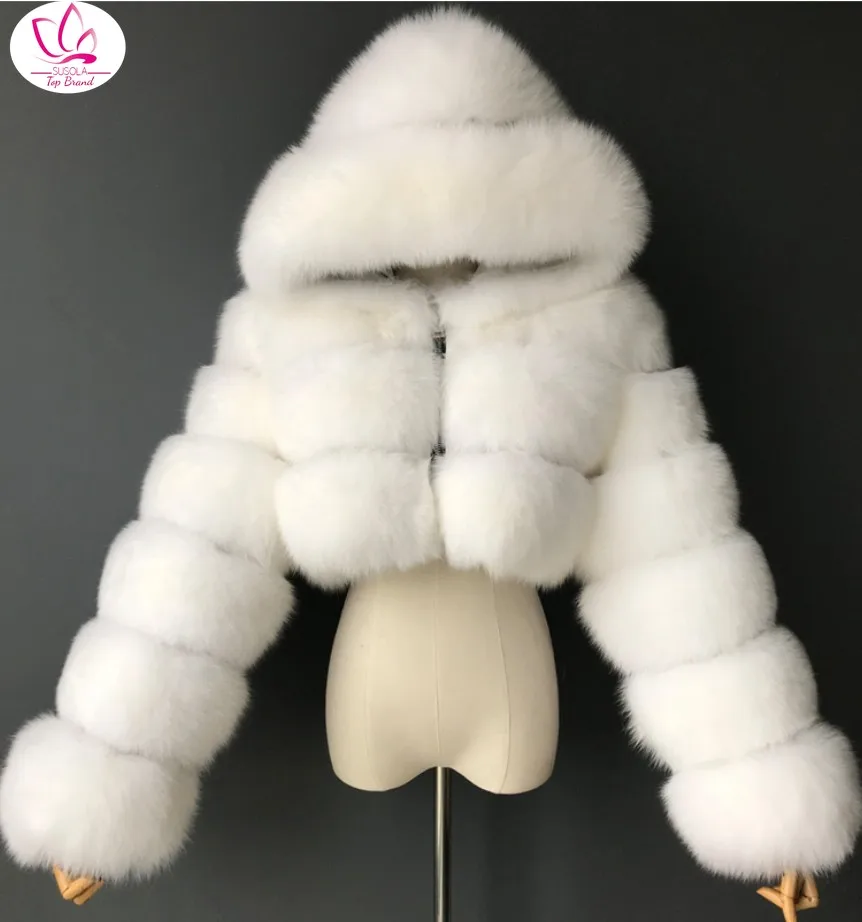 

Women Fashion Luxury Faux Fur Coat Hooded Autumn Winter Warm Overcoat Woman Warm Fake Fur Solid color Coats Female Ladies