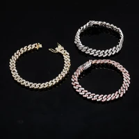 new 8mm fashion miami cuban bracelet full iced out cubic zirconia bracelet hip hop rapper jewelry ladies bracelet gift
