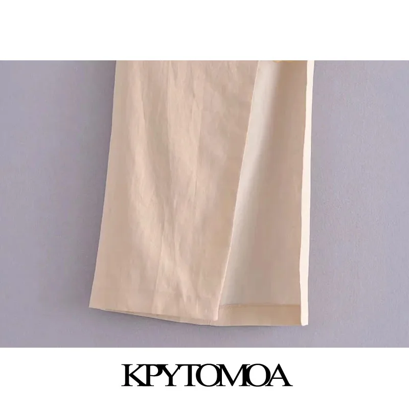 

KPYTOMOA Women 2021 Chic Fashion Metal Appliques Front Slit Linen Midi Skirt Vintage High Waist Back Zipper Female Skirts Mujer