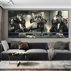 Абстрактная картина маслом с изображением животных, курение обезьяны и собаки, холст, печатные плакаты и принты, картина для домашнего декора