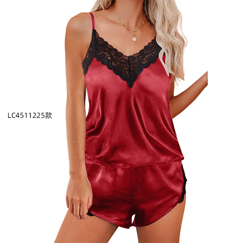 

The harness pajamas women suits the new sleeveless lace ice sexy nightgown emulation silk leisurewear female in the summer