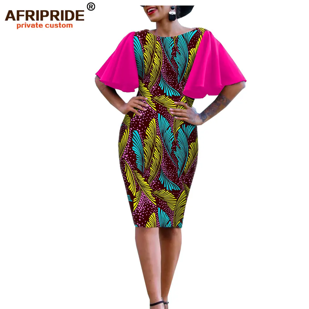 547-7 Африканские облегающие платья для женщин AFRIPRIDE bazin richi с короткими рукавами-бабочками Дашики восковое женское платье с принтом Анкара A1925007 - Цвет: 547-7