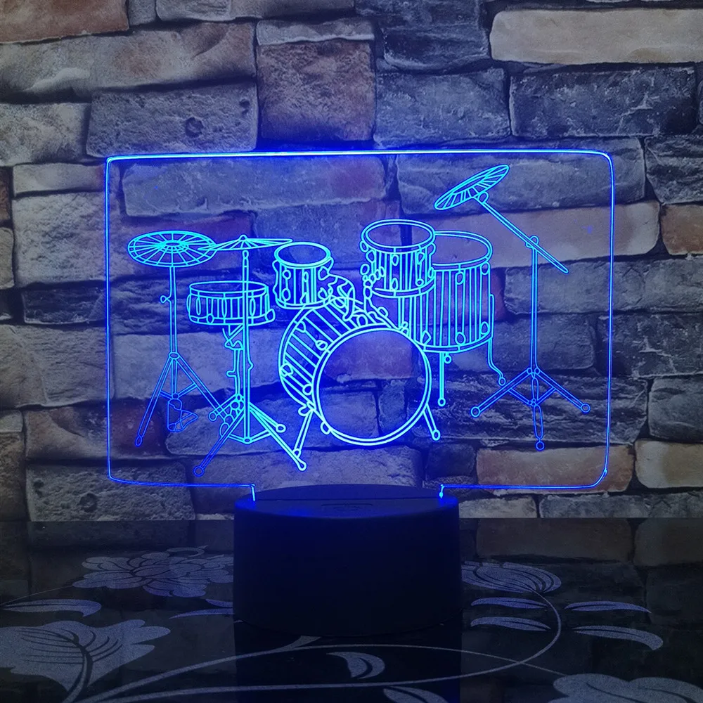 Гитары 3D светодиодный ночной Светильник Led акриловые красочный светильник s голограмма дети настольная лампа атмосферу Usb светодиодный светильник канона светильник - Испускаемый цвет: 7 colors changeable