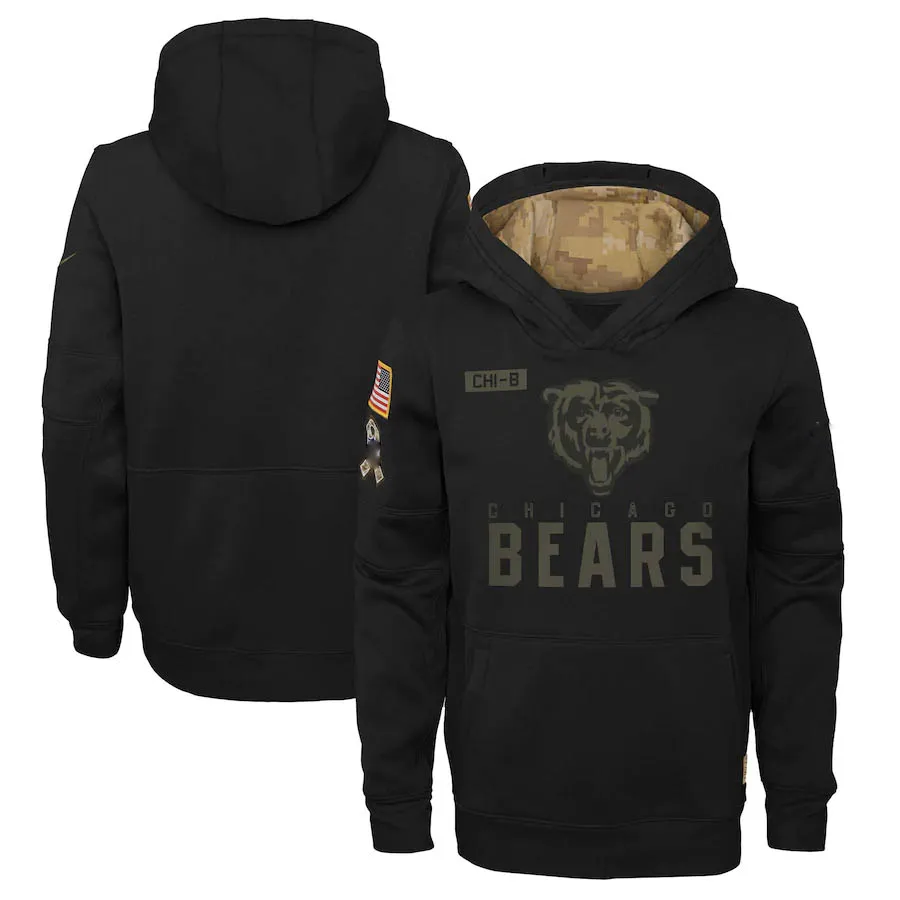 

Chicago Men Hoodies YOUTH sweatshirts Bears 2021 Salute to Service Performance Pullover football mens Hoodie clothing