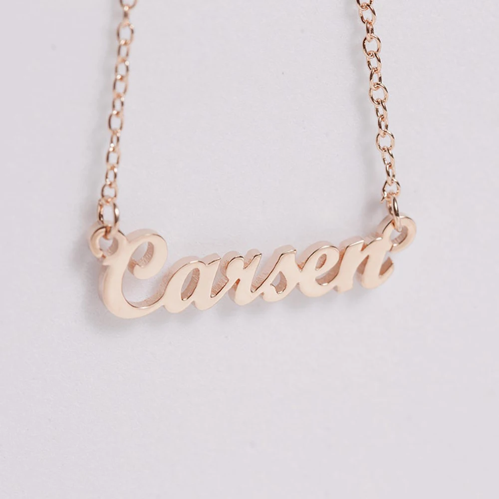 Mini-World Name Necklace For Women Girl Custom Cute Font Nameplate Necklaces Stainless Steel Gold Color Jewelry Birthday Gift