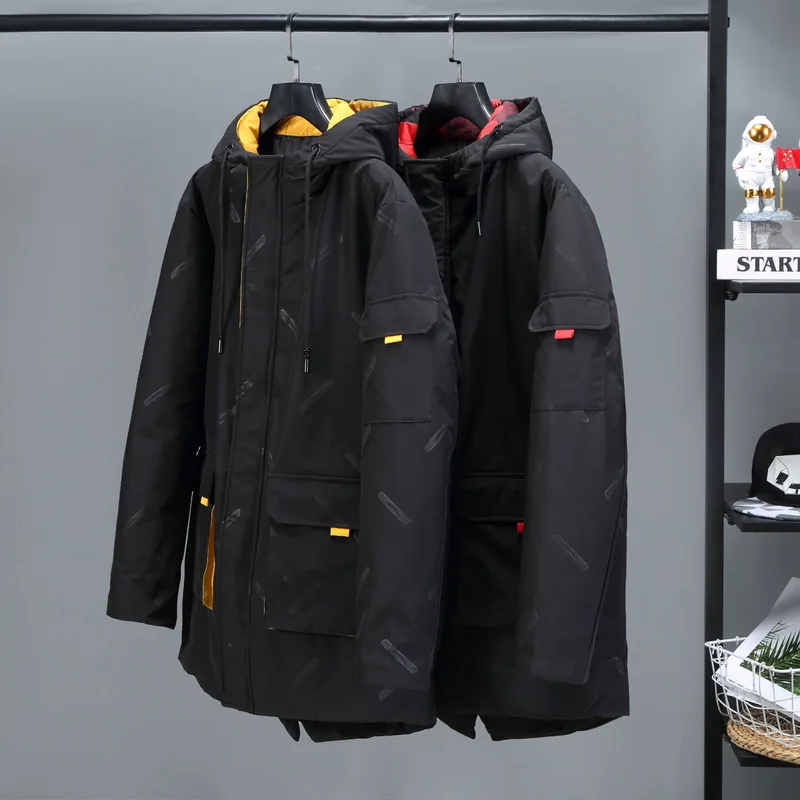 2022 Winter Men Coat Quilted Coat Cotton Padded Coat Polyester Men Autumn Fashion Long Jackets Hooded Black Plus Size 4XL-10XL