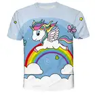 Футболка с коротким рукавом и 3D-принтом единорога для мальчиков и девочек 3-14 лет