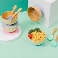 baby feeding bowl set wooden bowl spoon set suction cup dishes tableware children baby plate childrens dishes products gifts