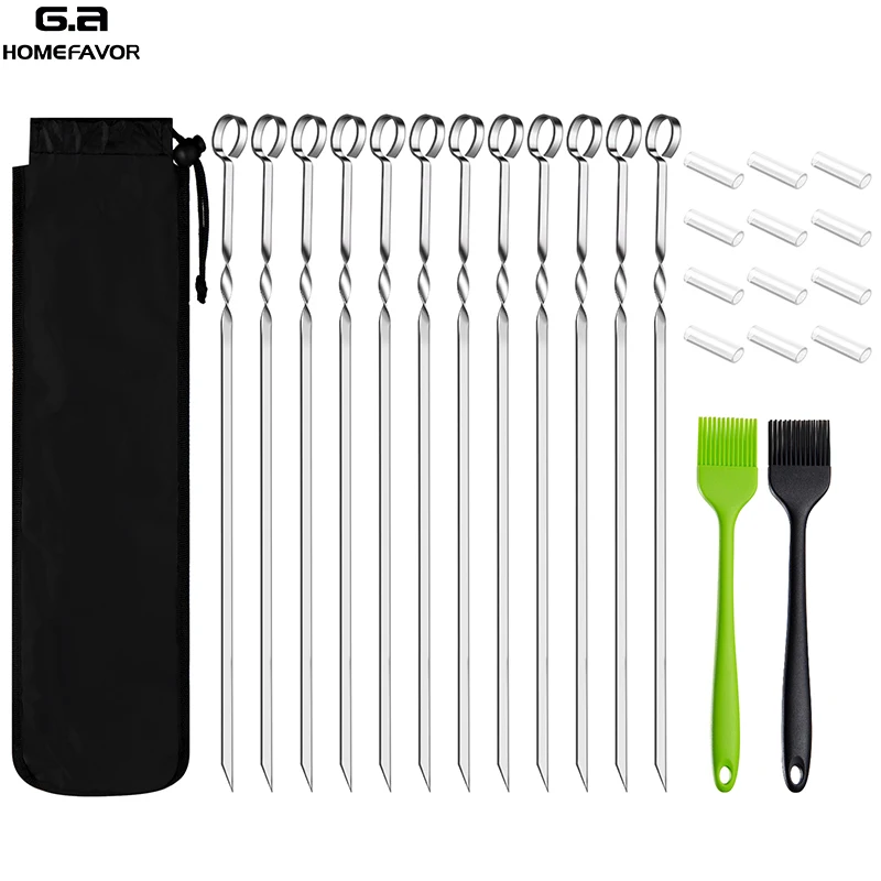 15 шт шампуры для барбекю из нержавеющей стали набор с кисточкой новый знак