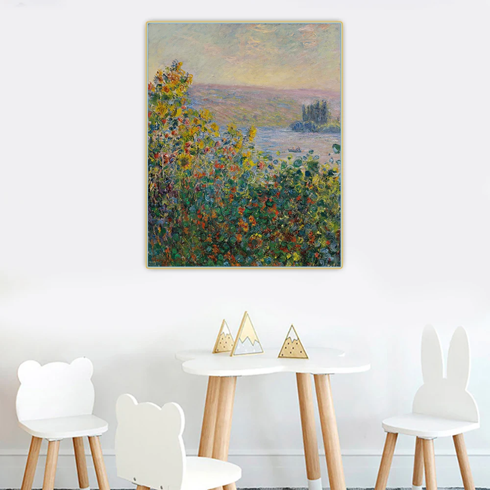 Цитон Клода монета Flowers цветы кровати в Vetheuil Canvas холст искусство Масляная