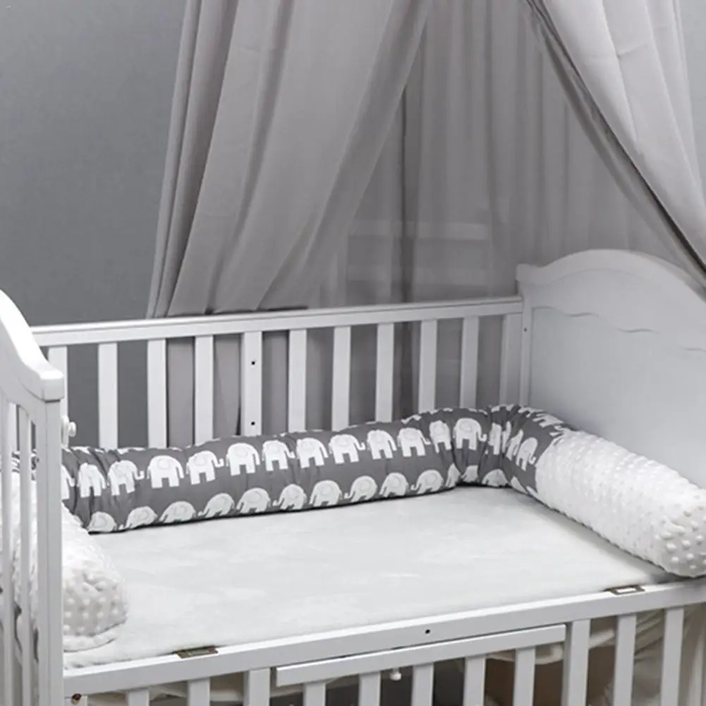 

200cm Crib Bumper Safe Anti-collision Crib Bumper Pillow Elephant Printed Baby Bed Bumper Bedding Set for Newborn Infant Baby