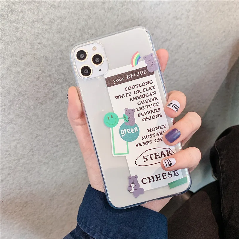 Funny Cute Bear Recipe Phone Case For iphone 11 Pro Max 6 6s 7 8 plus back Cover X XR XS Cartoon Silicone Cases |