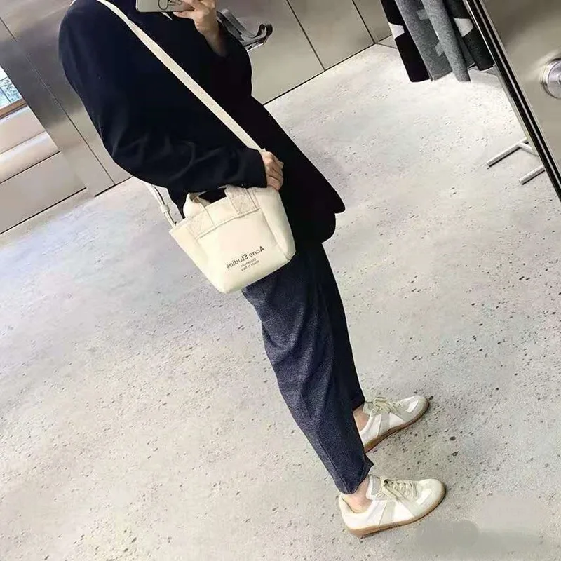 

Women Bags 2021 New Casual Fashion White Canvas Portable Messenger Large Capacity All-match Tote Bag