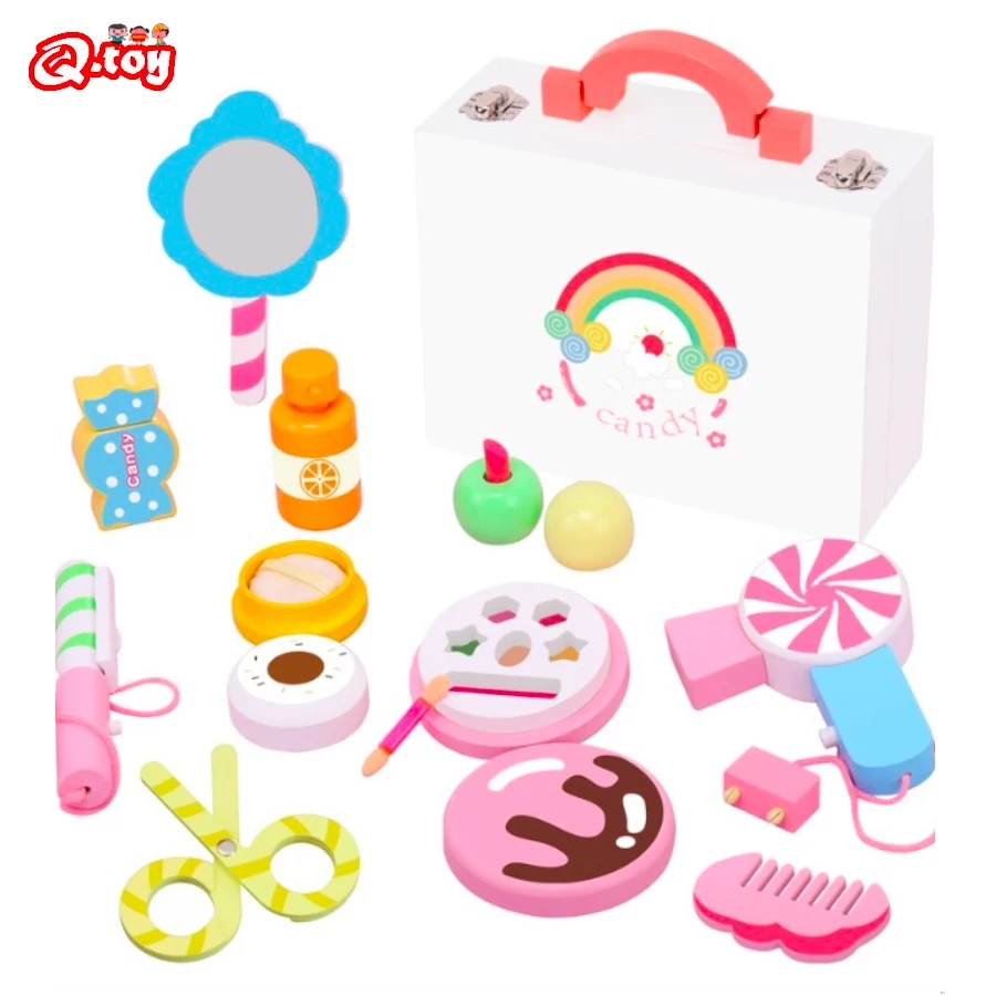

Pretend Play Dressing Make Up Wooden Play Kids Toys Simulation Wooden Toys House Kids Makeup Set Simulation Cosmetic box gift
