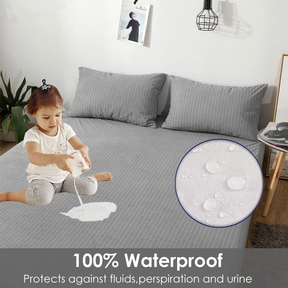 

100% Waterproof Cotton Terry Matress Cover Mattress Protector Bed Bug Proof Dust Mite Pad on Elastic
