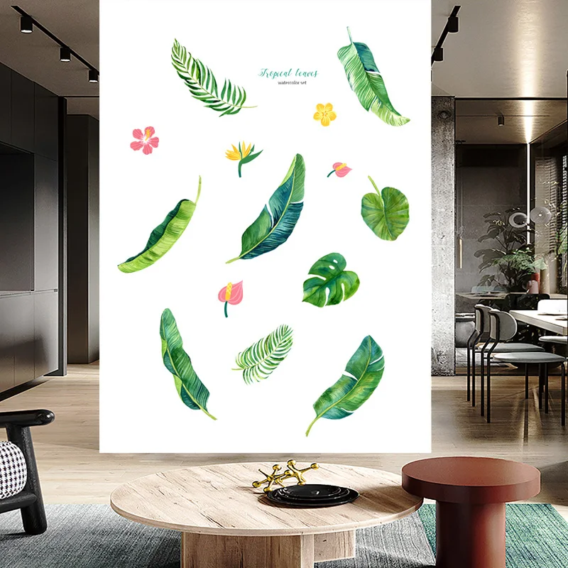 Zollor зеленые растения Лист наклейки на стену для гостиной спальни экологически