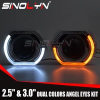 sinolyn angel eyes led bi xenon projector lens headlight lenses turn signal drl running lights for car h4 h7 car accessories diy