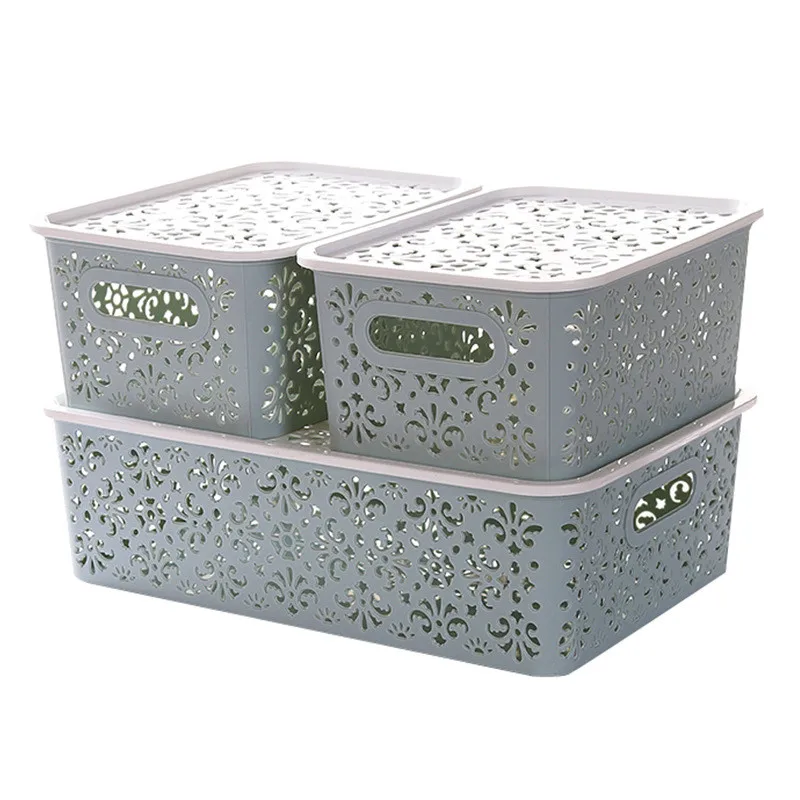 

1pcs Hollow out fashion plastic underwear storage bins box drawer bra underwear sorting socks stash box with white lid