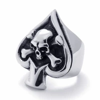new retro spades heart shaped skull pattern ring mens ring fashion metal skull ring accessories party jewelry size 8 13